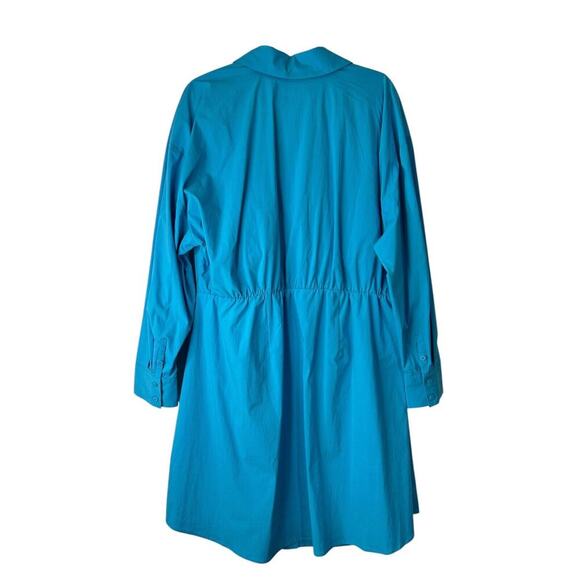 Eloquii Poplin Twofer Shirtdress Front Placket Long Sleeve Mini Size 18 Blue - Picture 10 of 16